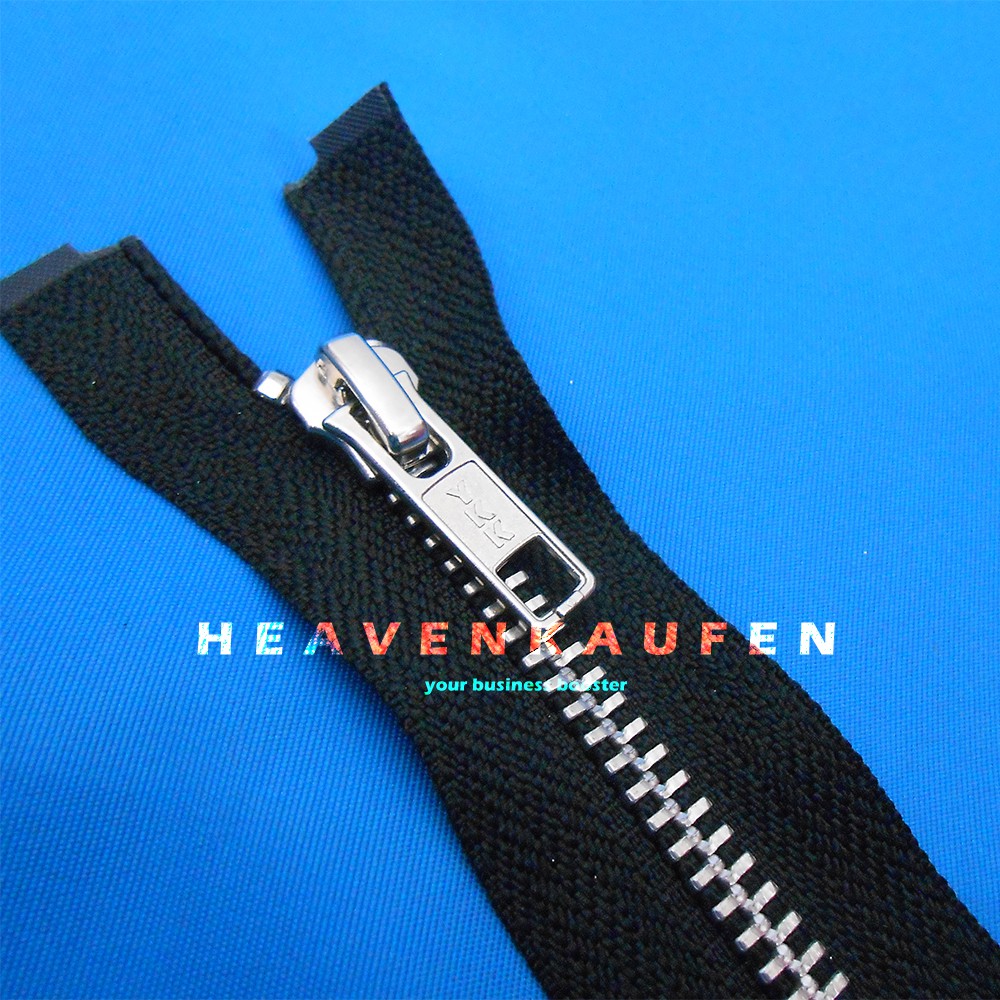 Resleting Zipper Gigi Besi YKK 55 cm Hitam Silver Buka - Lepas / Open - End