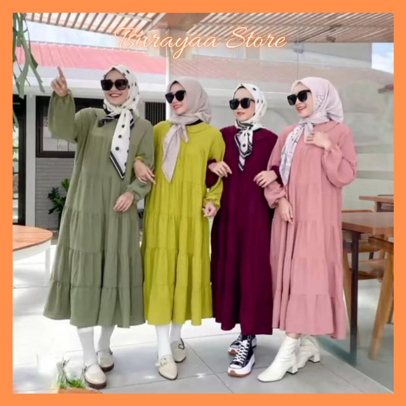 Gamis Cringkle Super Premium Resleting Belakang