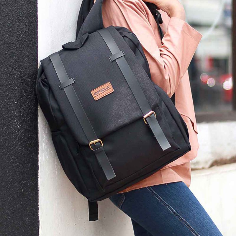 Tas Backpack Ransel Wanita Punggung Cantik Bahan Premium Original Garansi Promo - Hitam