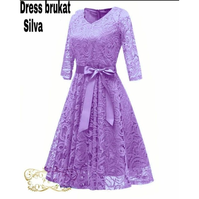 DRESS FASHION SILVA, BRUKAT PREMIUM, FURING, DRESS MAXY, 4 UKURAN