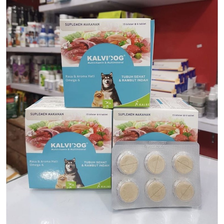 KALVIDOG MULTIVITAMIN 1STRIP 6 butir - Kalvidog Vitamin Bulu Anjing  ex 06 2025