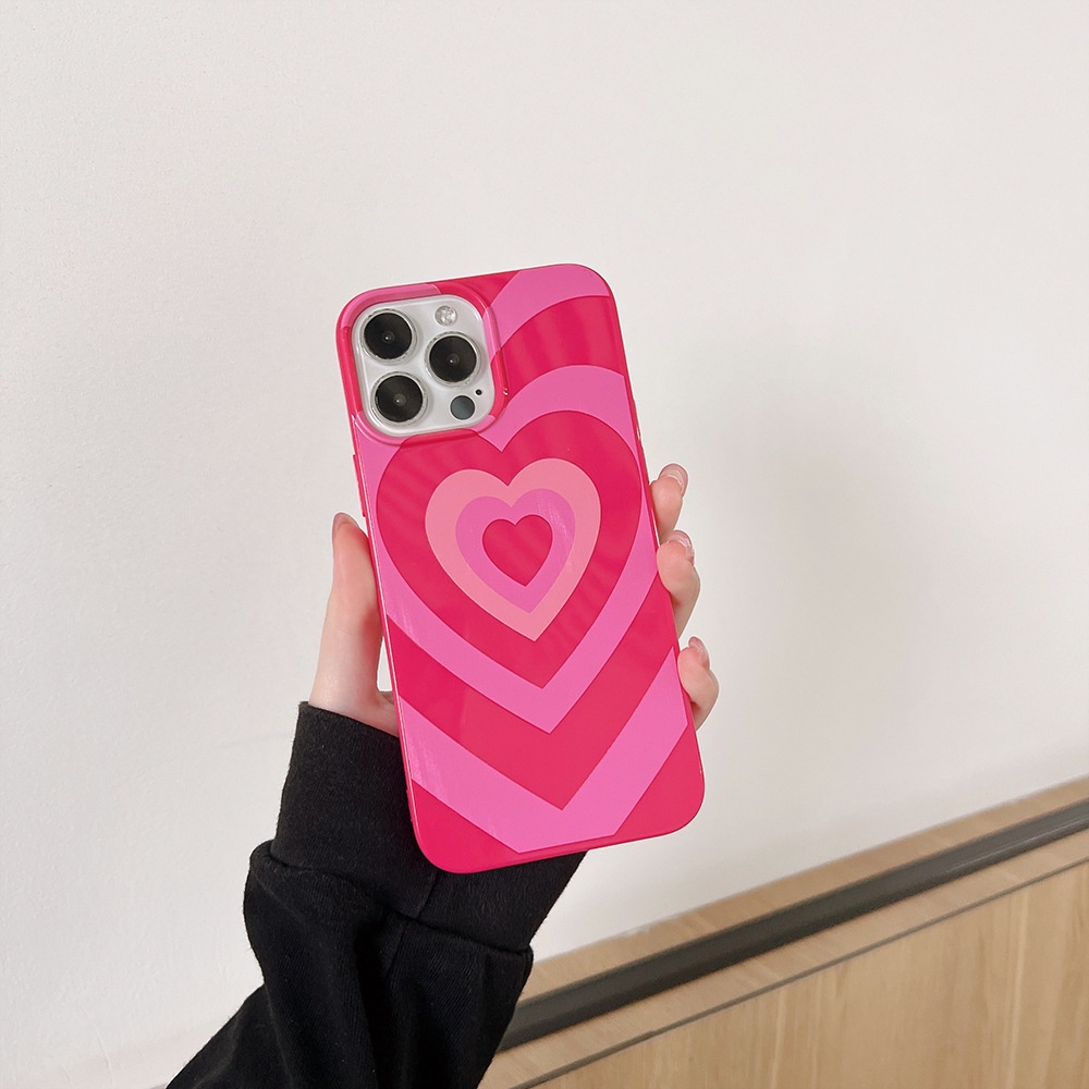 IPHONE Ins Pink Love Case Silikon Untuk Iphone14 7/8 SE 2020 7+8 PLUS 11 12 13 Mini PRO MAX Casing Cover Pelindung AT0186