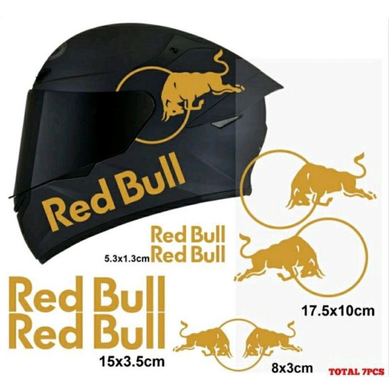Stiker Helm RedBull Stiker Set Cutting Red Bull Untuk 1 Set Helm