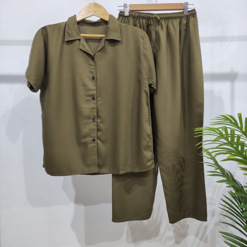PIYAMA KANCING POLOS | PIYAMA RAYON POLOS-KCPD ARMY TUA