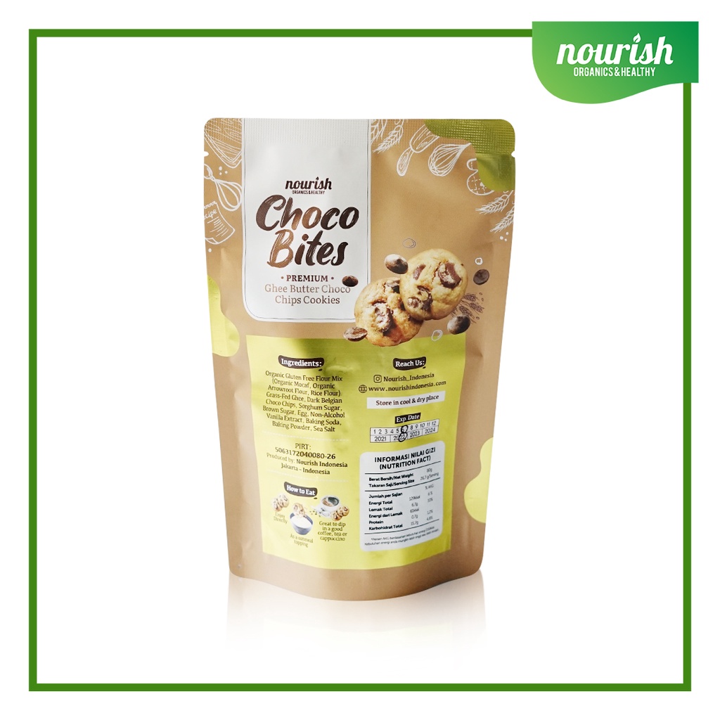 Choco Bites - Premium Gluten Free Ghee Butter Choco Chips Cookies 80gr