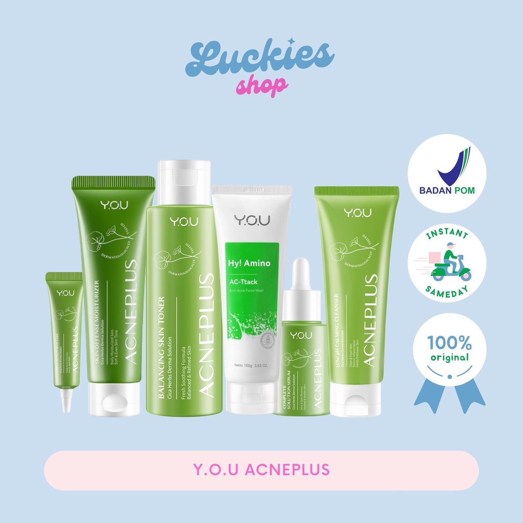 BPOM YOU Acneplus Niacinamide + 4D Centella Rapid Acne Removal Spot Care 15 gr Obat Totol Jerawat Cleanser Facial Wash Toner Serum Moisturizer