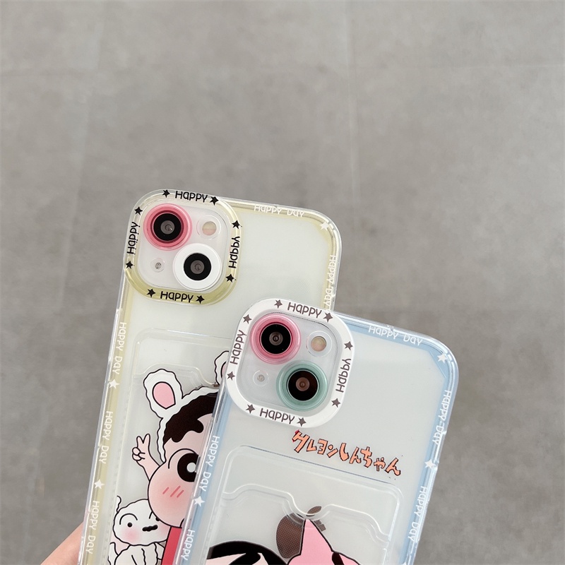 Soft Case Transparan Motif Crayon Shin-chan Untuk iPhone 12 13 Pro MAX 11 X XR XS MAX 7 8 Plus