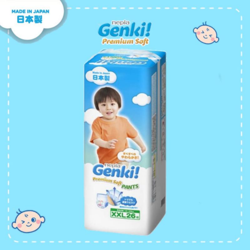 NEPIA GENKI Premium Soft Pants Jumbo Pack XXL26  - Popok Bayi Celana