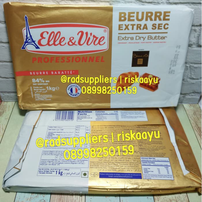 

SUS-236 Elle&Vire Extra Dry Butter 1kg- Terbaik untuk aneka Pastry- Best Price