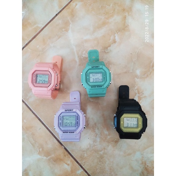 Jam tangan digital unisex rubber sport pria wanita bisa alarm dan nyala lampu led