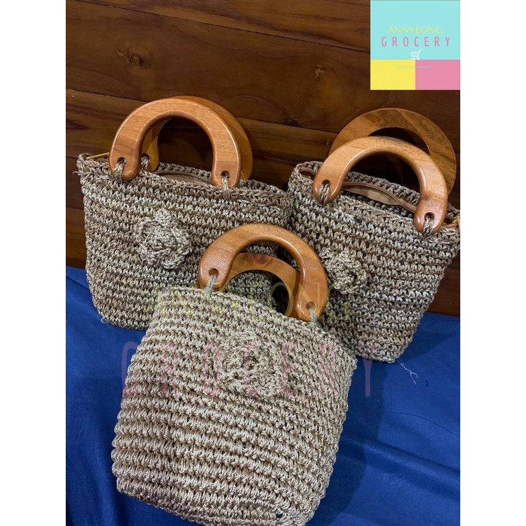 HANDBAG WANITA HANDBAG RAJUT TAS TENTENG RAJUT TAS RAJUT TENTENG HANDEL KAYU