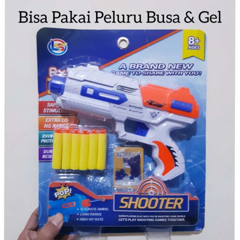 Mainan Tembakan Nerf Pluru Busa &amp; Water Gel - Pistolan Tembak Anak Laki Cowok