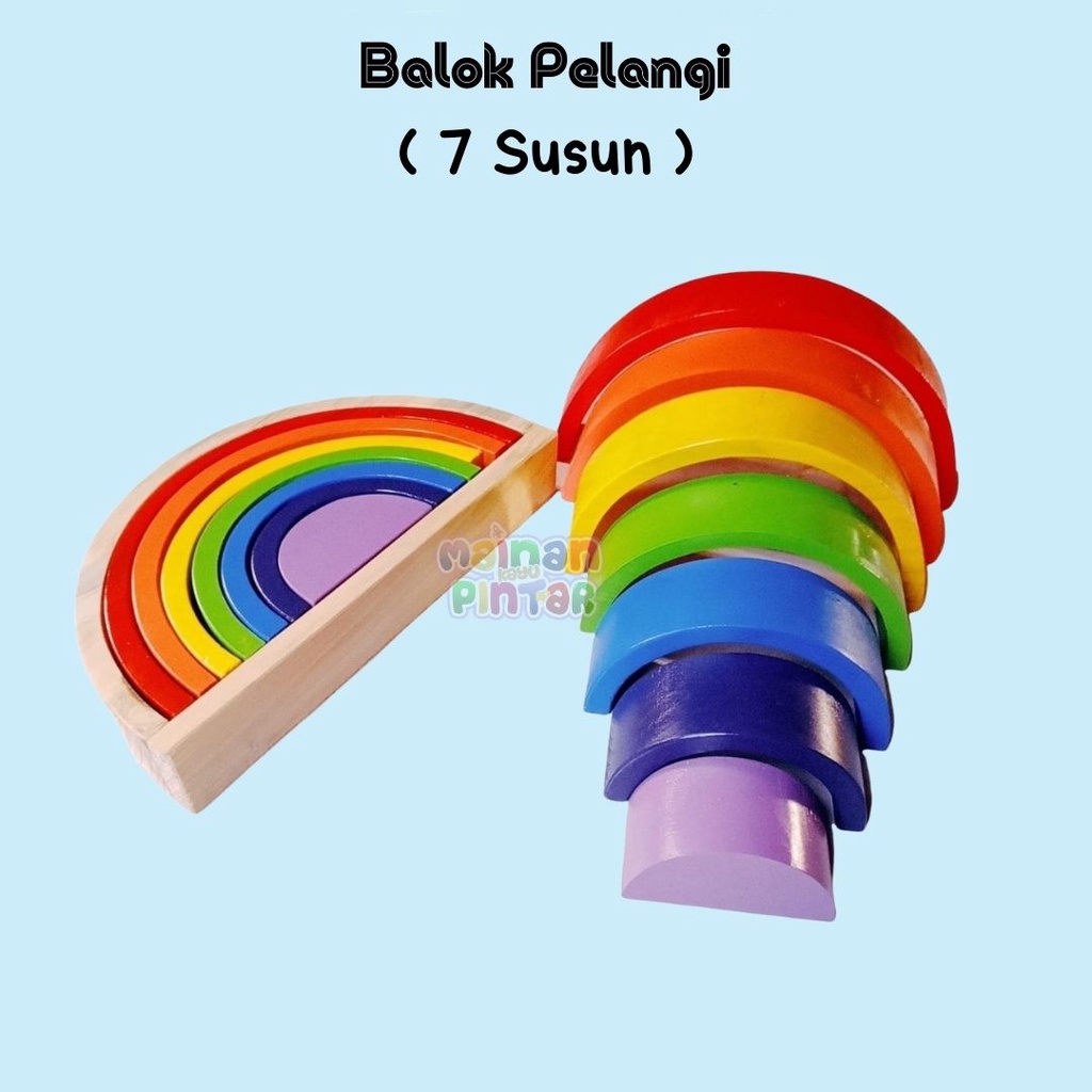 Mainan Kayu Edukasi Anak Balok Pelangi / Balok Bintang/ Balok Bulan / Balok Matahari / Balok Awan / Balok Iqro Bisa COD