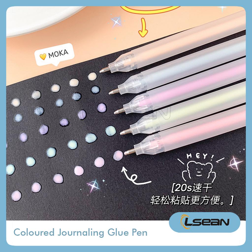 Glue Pen Cair Lem Kertas DIY Bentuk Pena Dotted Glue Warna Pastel