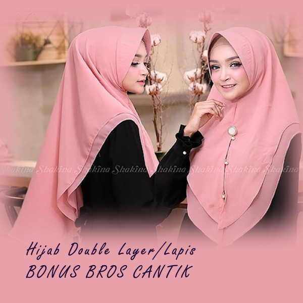 Jilbab Hijab Kerudung Instan Instant Bergo Segi Empat Segiempat Square Panjang Syari Polos Motif Jum