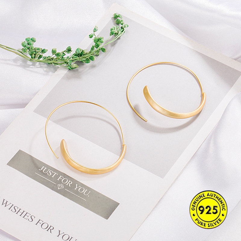 Anting Tusuk Sterling Silver 925 Lapis Emas 18K Desain Geometri Untuk Wanita U944