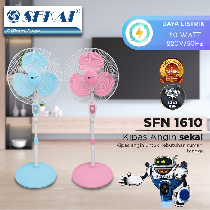 SEKAI Stand Fan 16 Inch SFN1610 Kipas Angin Tumpu SFN 1610