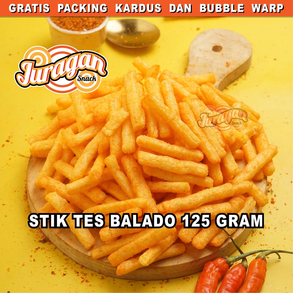 STIK TES BALADO 125 gram snack kiloan makanan ringan jajanan cemilan camilan pedas asin gurih murah