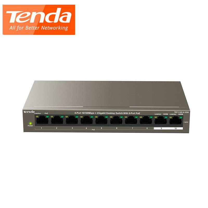 Tenda TEF1110P 8 Port PoE With 2 Gigabit Port Switch | Shopee Indonesia