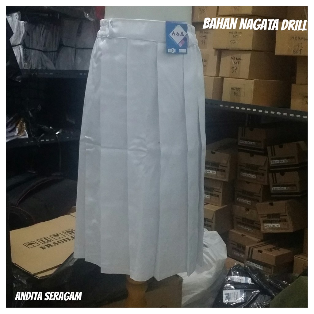 Rok Rempel Pendek Putih SD Bahan Nagata Drill