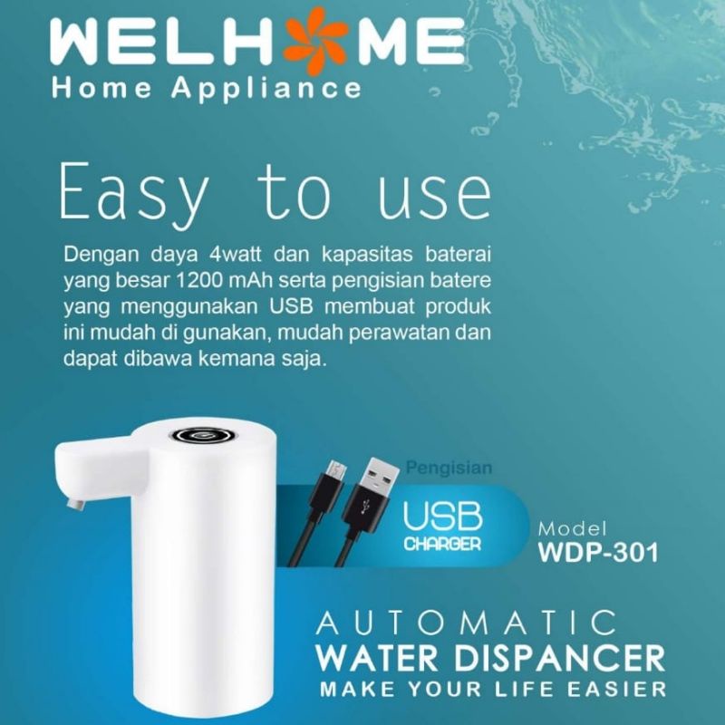 Welhome Pompa Galon Electric / Water Pump Electric Rechargeable