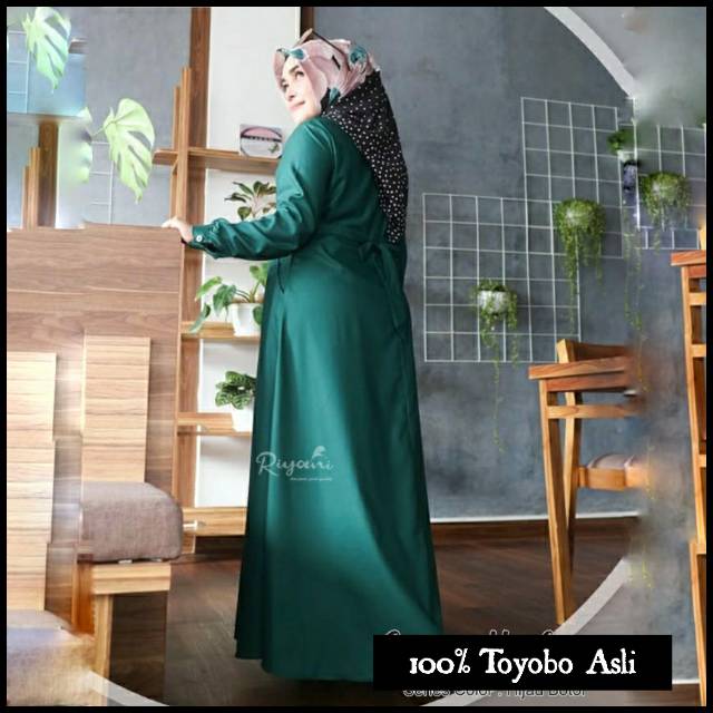 Gamis Toyobo Warna Hijau Botol Busana Muslim Wanita Polos Busui