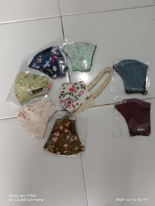 Grosir Masker Hijab Katun Jepang Motif Bunga Shabby