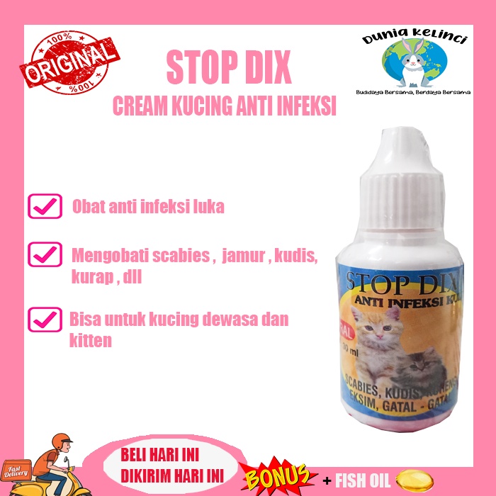 Obat Anti Infeksi jamur luka koreng gatal Kucing STOP DIX Cat Kitten