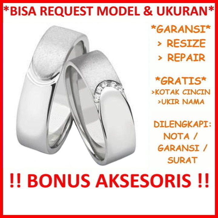 Garansi Silver Asli Gratis Ukir Nama Bisa Pesan Model Cincin Perak Couple Kawin Nikah Tunangan Id483