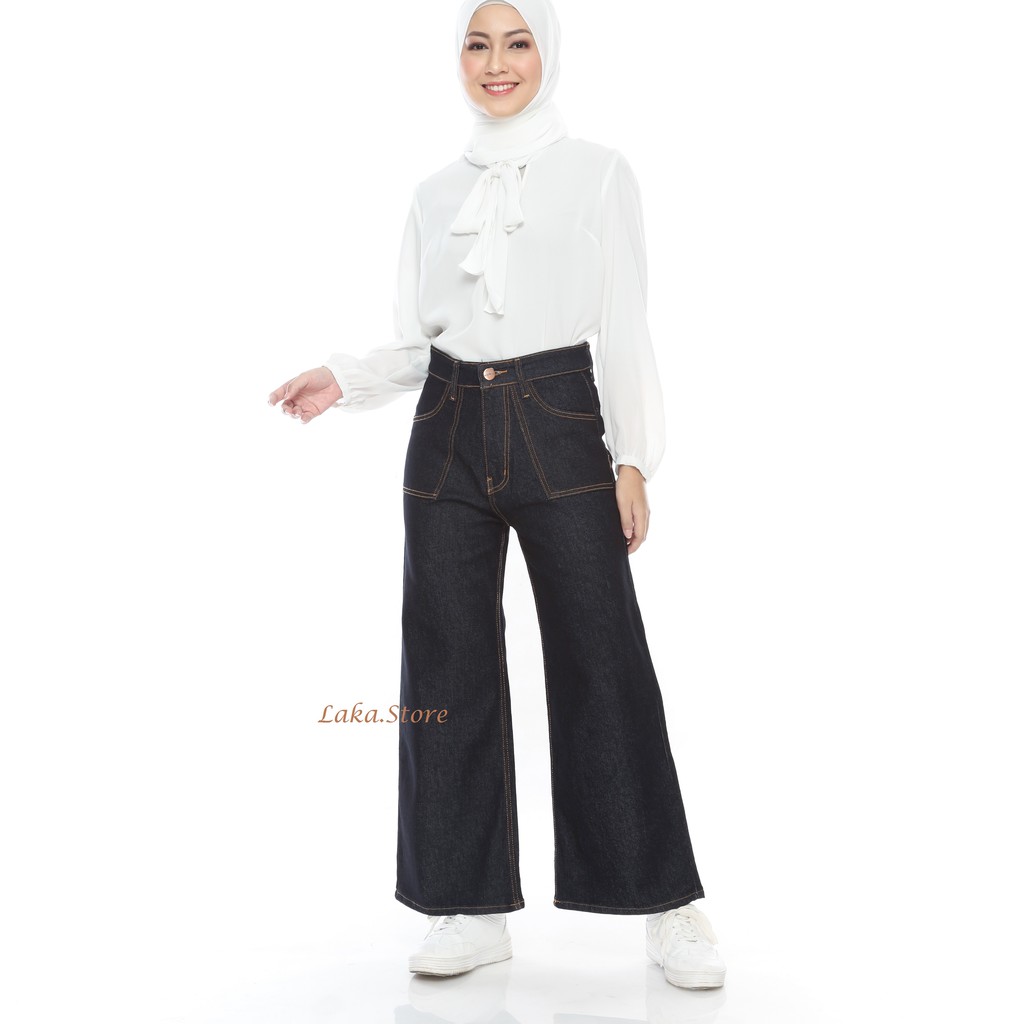 KULOT JEANS CELANA WANITA HIGHWAIST PANJANG