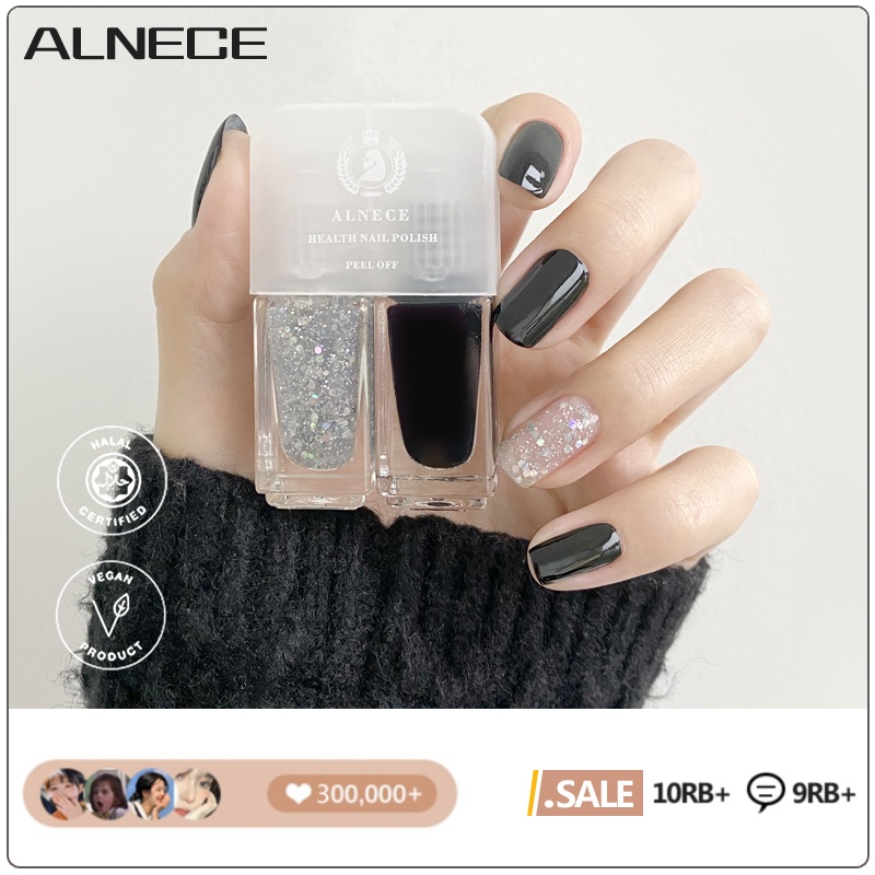 ALNECE 2IN1 KUTEK HALAL PEEL OFF KUTEKS 2 TONE KUTEK KOREA kutek halal muslimah Gel Nail polish 10ml