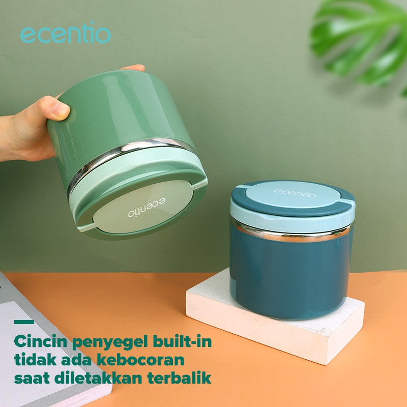 ecentio Cangkir sup 630ml 304-Stainless steel /Tahan Panas Lunch Box /Termos Makan bubur Kotak Makan Bekal Sup Biru