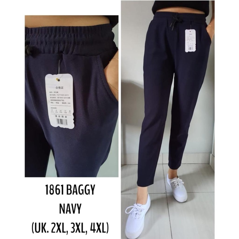 HOPYLOVY JUMBO Celana Panjang Baggy Pants Wanita Bahan Spandek Korea Kavia