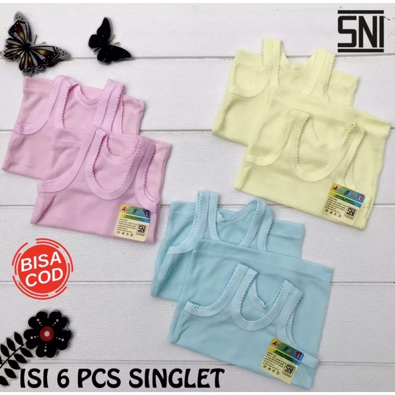 6 Pcs singlet bayi daleman bayi balita singlet newborn Singlet Size S, M, L, XL DNW BABY