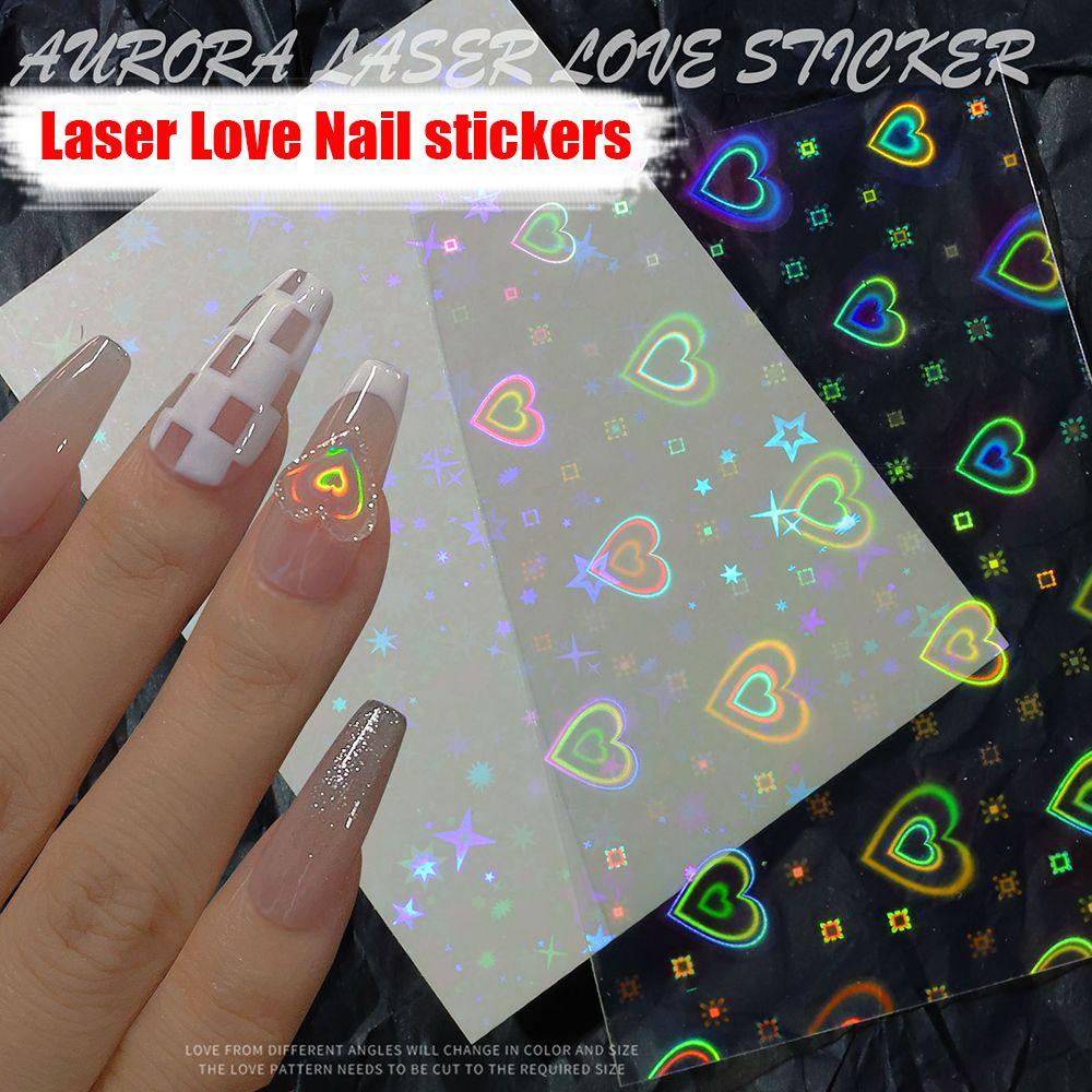 Solighter Stiker Kuku Manicure Adhesive Decals Bintang Detak Jantung Super Flash