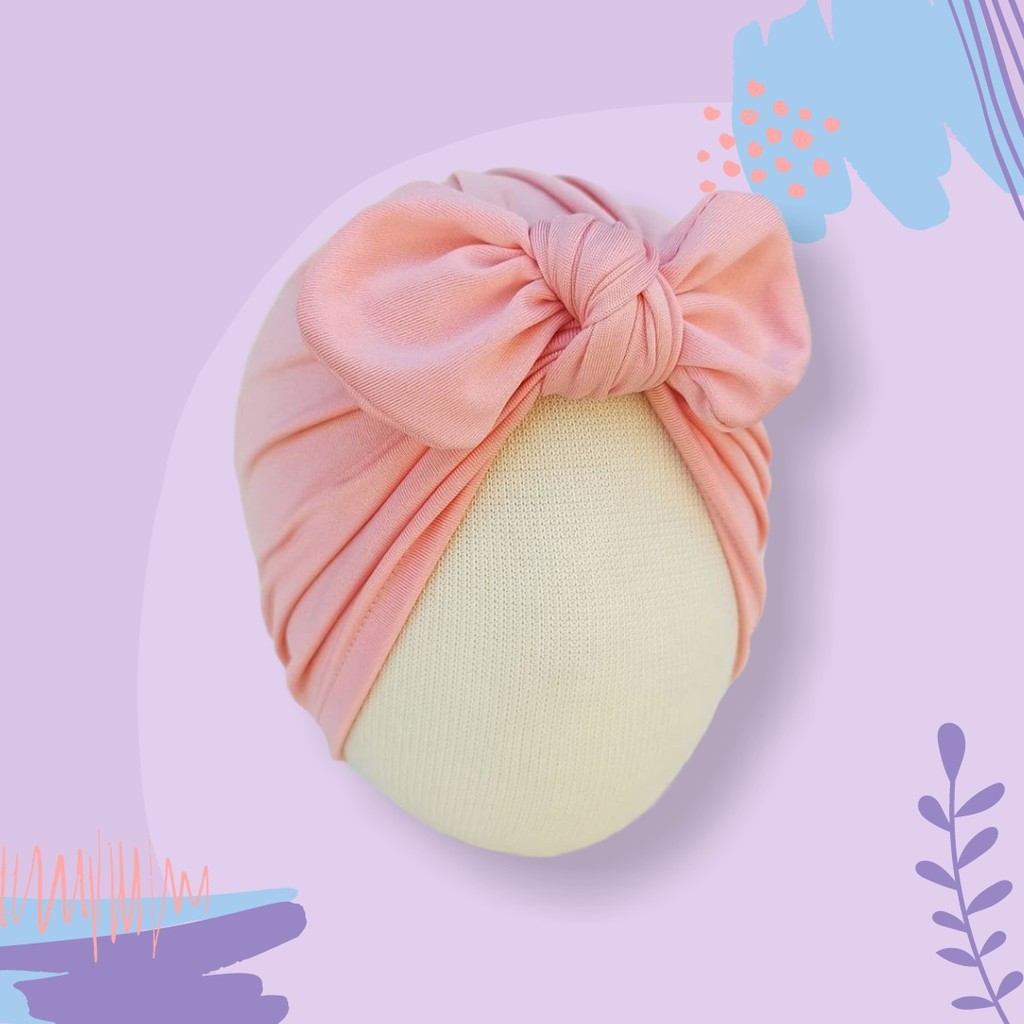 Turban Bayi dan Anak seri Polos - Turban Pompom Bandana Headwrap Ciput Anak