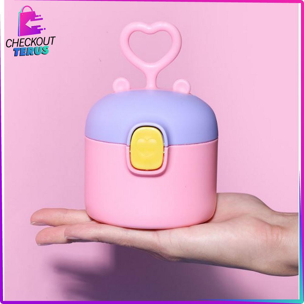 CT C635 Kotak Penyimpanan Susu Bubuk Bayi Portabel Motif Love Toples Susu Bubuk Travel Portable Anti Tumpah