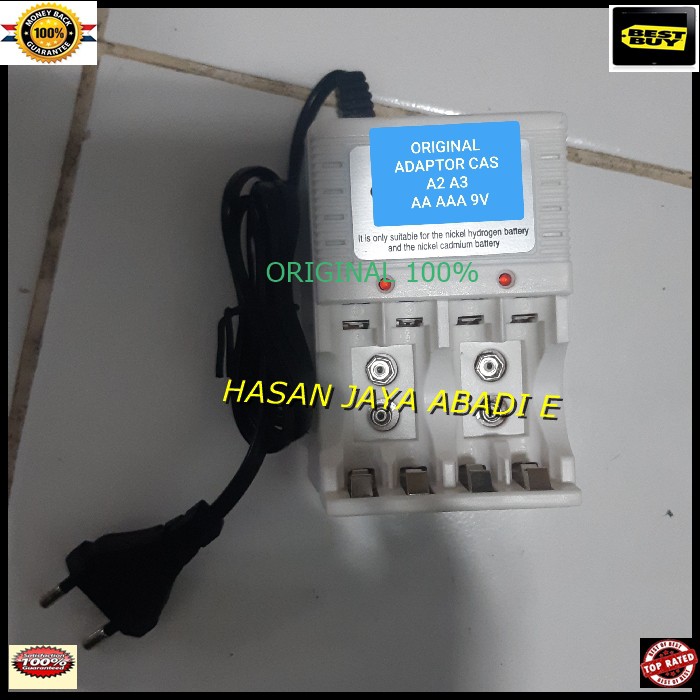 adaptor original alat cas casan batu baterai A2 A3 9V charger baterai kotak 9v kapasitas untuk 4 bat