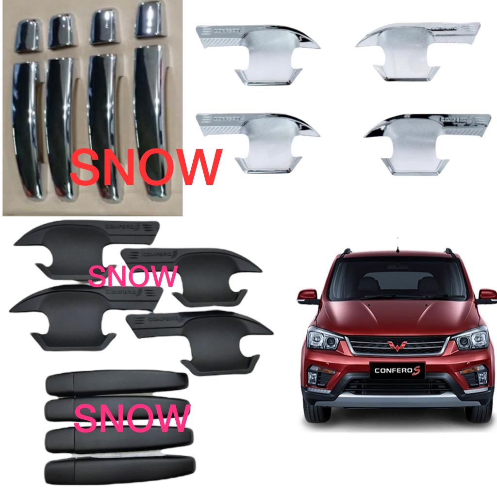 Paket Outer Handle Cover Wuling Confero S Hitam Chrome