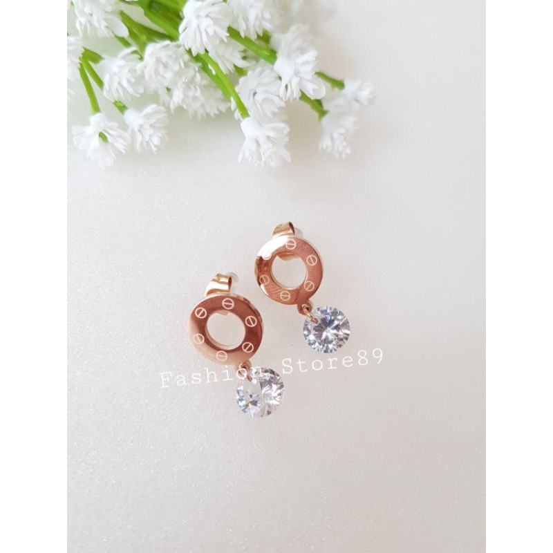 Import Anting tusuk jurai Branded Bahan Titanium Rosegold bestseller bestquality