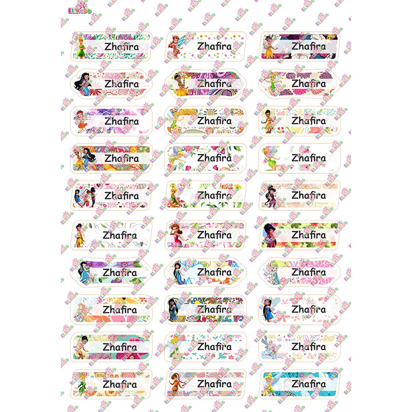 

LABEL NAMA FAIRY TINKERBELL 120 STIKER - ANTI AIR/LUNTUR-4 Nama FR1S4
