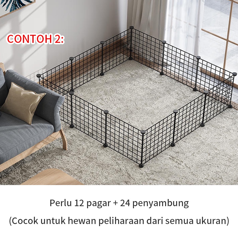 Kandang Hewan Peliharaan / Kandang Anjing / Kandang Kucing / Kandang Hamster Burung Pagar Besi DIY-2