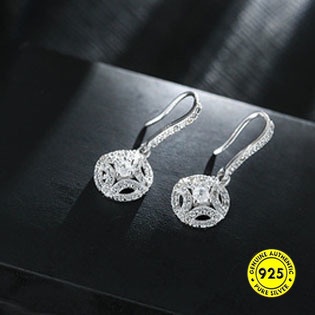 Anting Kait Sterling Silver S925 Bentuk Bulat Geometris Anti Pudar Gaya Korea Untuk Wanita