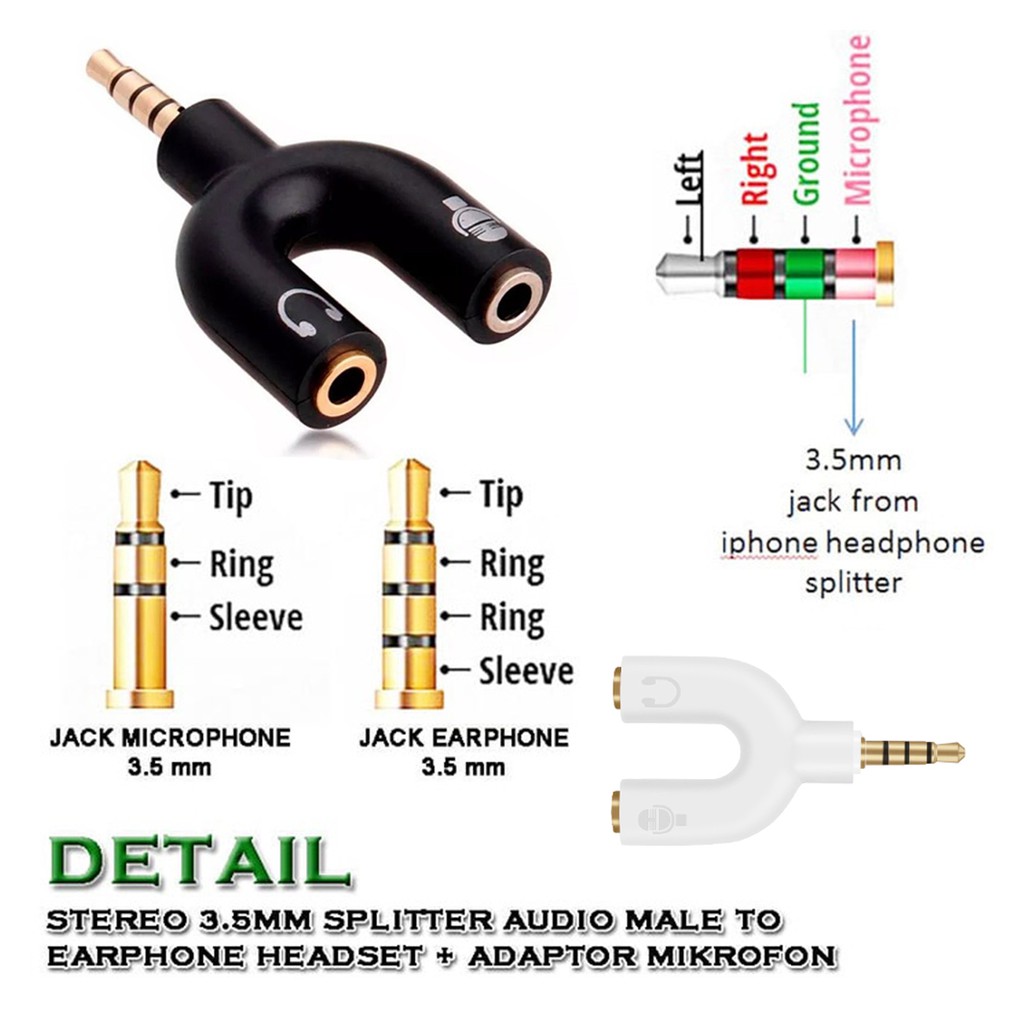 AUDIO SPLITTER MODEL U JACK 3.5 SPLITTER AUDIO JACK 3,5mm SPLITTER AUDIO JACK