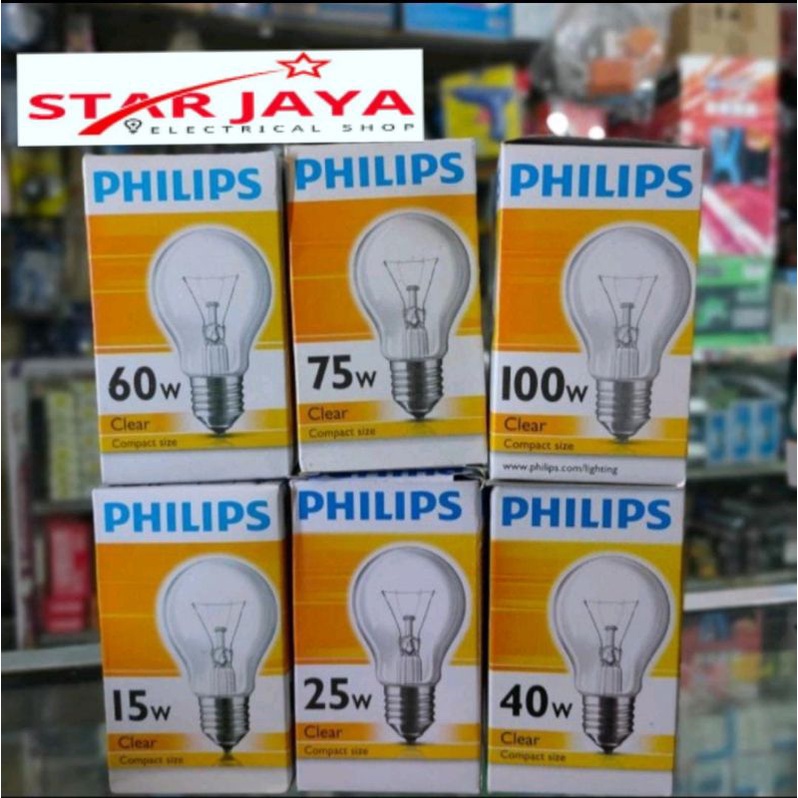 lampu Pijar Philips/Dop Philips Siawet 15 Watt (Kecil),15 Watt (besar),25 Watt,40 Watt,60 Watt, 75 Watt,100 Watt