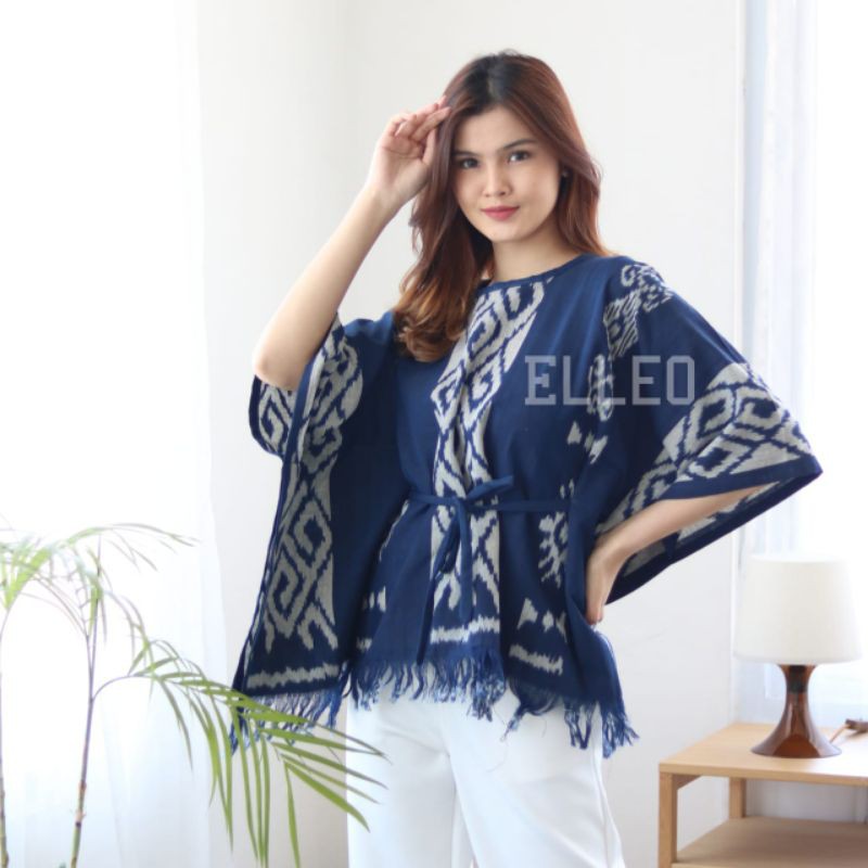 ELLEO BLOUSE TENUN 2 VARIAN BLUES CARDIGAN TENUN NAVY BROWN