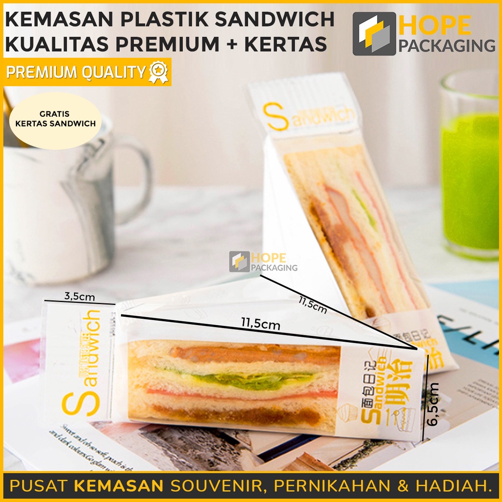 [Isi 5 pcs ] Kemasan plastik sandwich segitiga kualitas premium Tanpa kertas