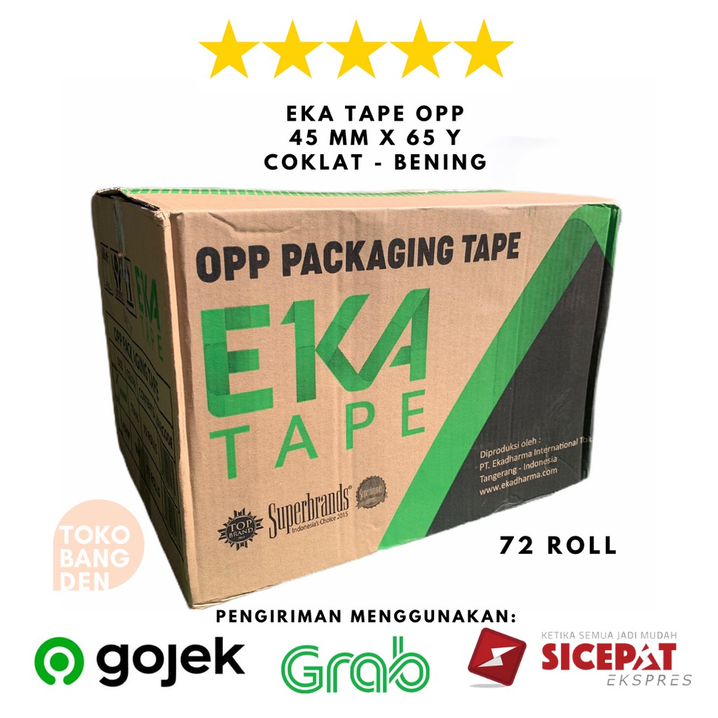 

LAKBAN EKA TAPE 1 DUS 72 ROLL BENING DAN COKLAT