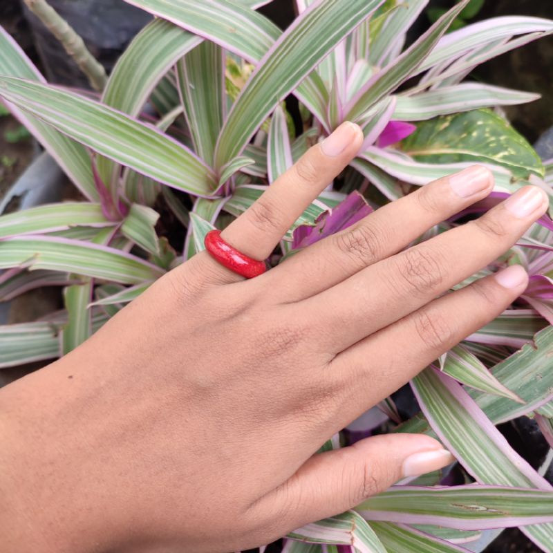 Cincin Batu Coral Marjan Merah Dan Putih Asli Diameter 16mm,18mm!! COD