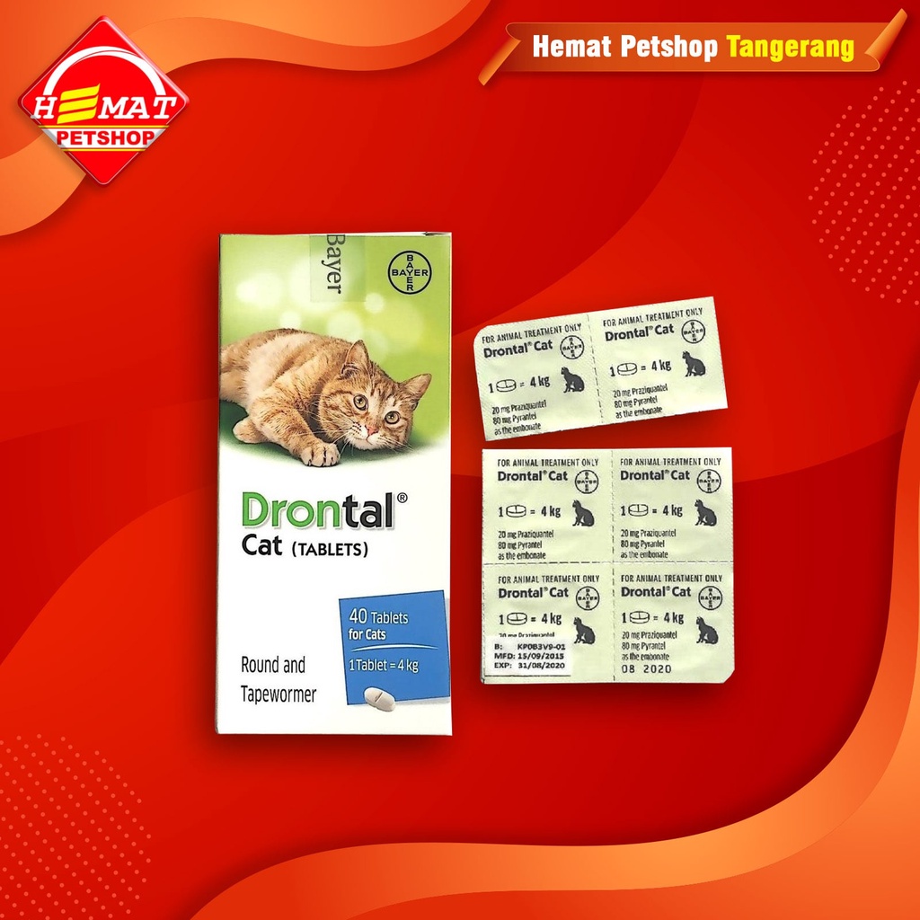 Jual Drontal Cat 1 Tablet Obat Cacing Kucing anthelmintic Cat Medicine